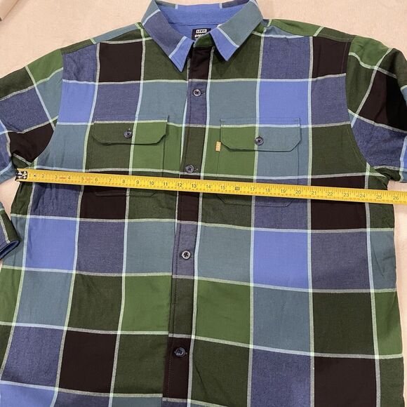 Levi’s Men Blue & Green Colorblock Flannel Shacket Size L NWT $148 Gold Tab - Picture 2 of 9